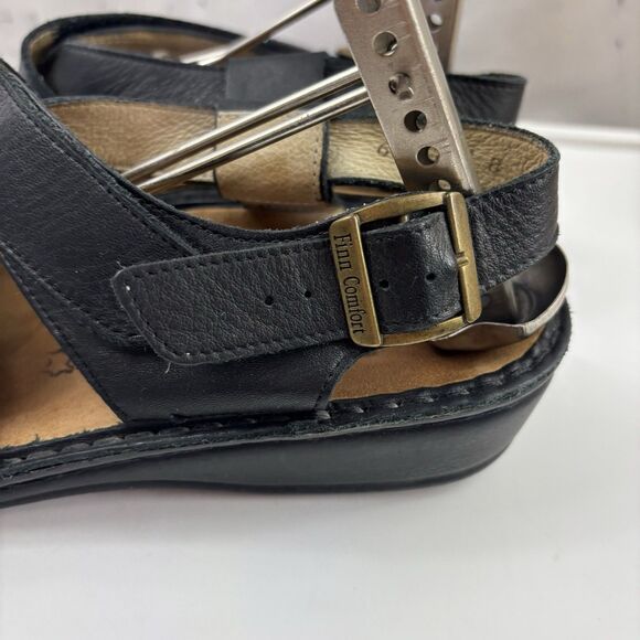 Finn Comfort Sandals Women's Slingback Black Leather Buckle sz 38 D US 7 Strappy - Picture 10 of 15